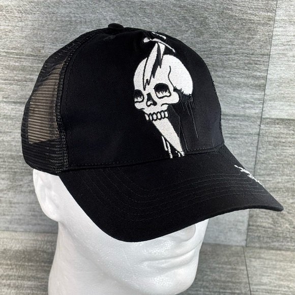 NWT Ed Hardy DEH Mesh Snapback Trucker Hat Cap Skull Dagger Sword Black OSHA - Picture 10 of 16